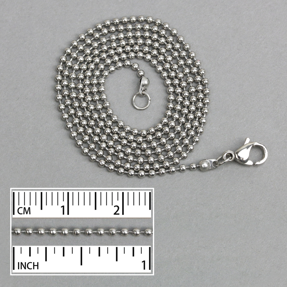Chain & Clasps Stainless Steel Ball Chain 1.5mm with Clasp, 18" - Pk of 5